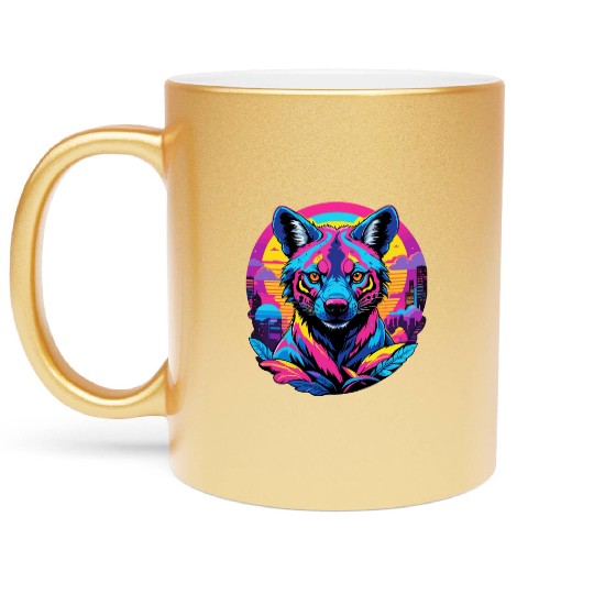 Neon Wild - Urban Hyena Portrait Metallic Mugs