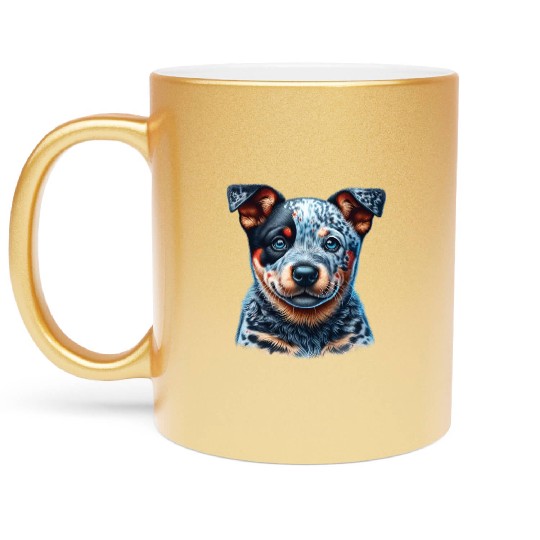 Playful Cattle Pup - Australian Cattle Dog Puppy Metallic Mugs
