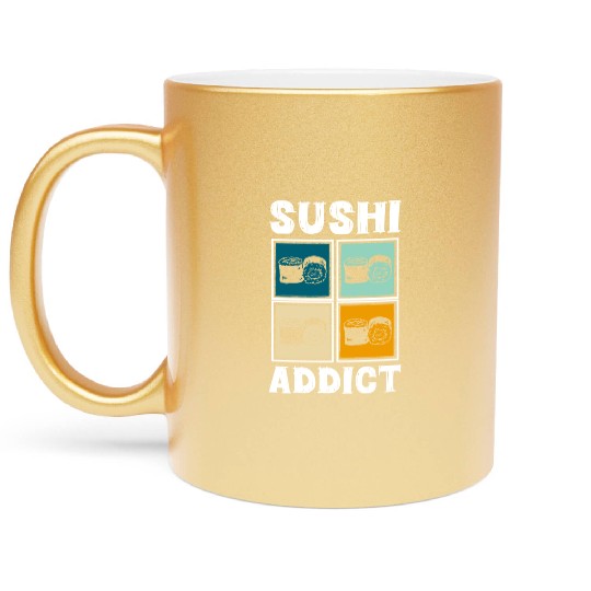 Sushi Delicious Kawaii Cuisine Metallic Mugs