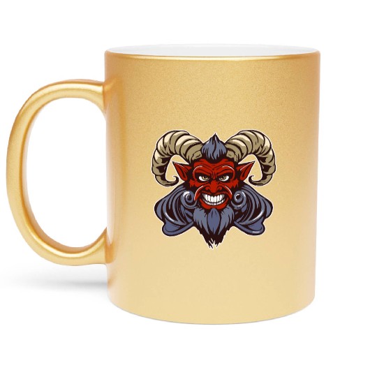 krampus devil head Metallic Mugs
