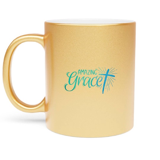Amazing Grace Lettering Metallic Mugs