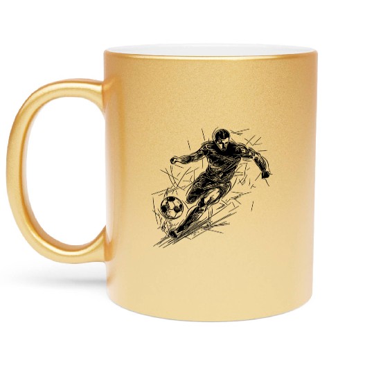 Running Soccer Striker With Ball Metallic Mugs