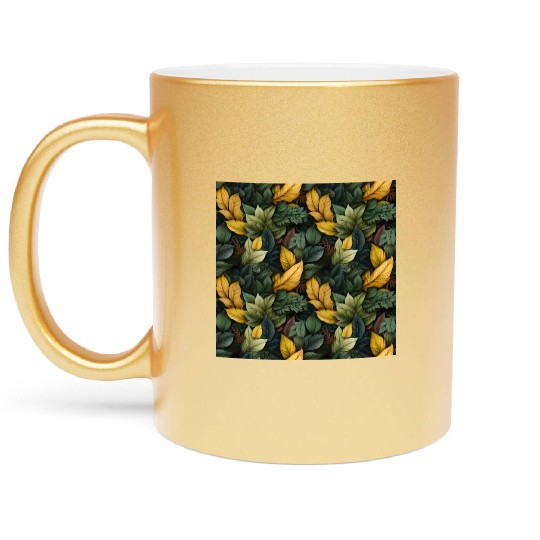 Fall Leaves Pattern Metallic Mugs