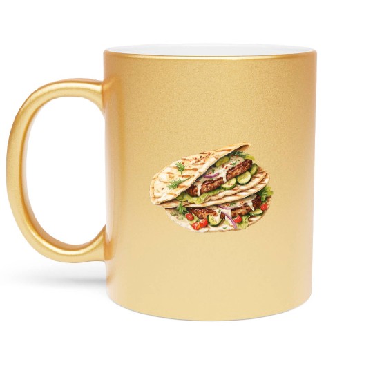 Greek Gyros With Tzatziki Sauce Metallic Mugs