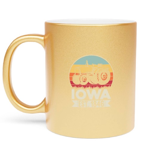 Iowa Vintage Tractor Farmer Gifts Metallic Mugs