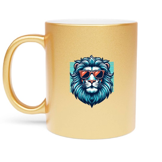 Chill Monarch - Lion with Sunglasses Retro Metallic Mugs
