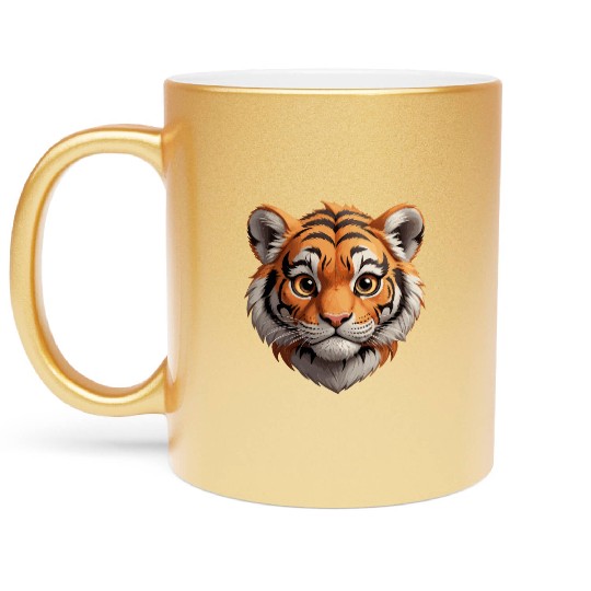 Whimsical Wild Cub - Playful Tiger Metallic Mugs