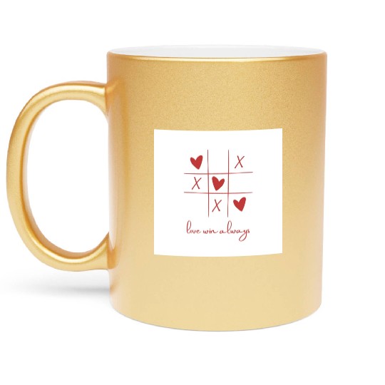 Beige Rouge Amour Saint Valentin Metallic Mugs