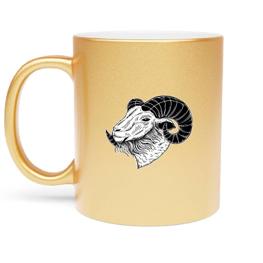 Baphomet Goat Devil Horn Head Metallic Mugs