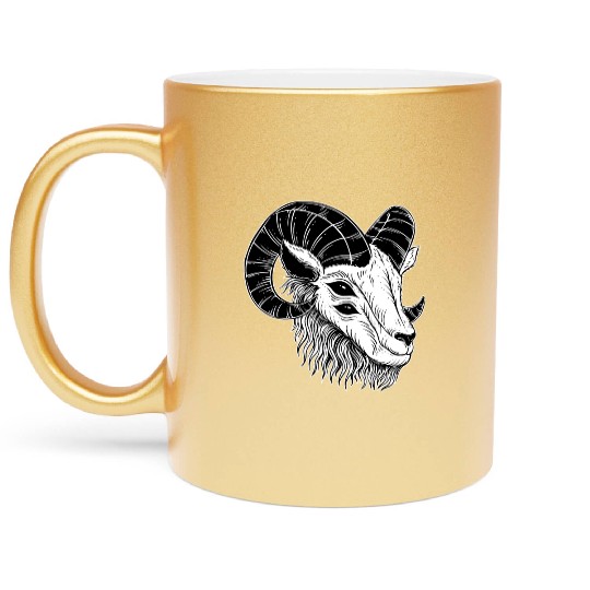 Dark Devil Goat Horn Head Metallic Mugs