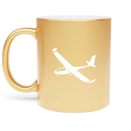 Minimalist Aircraft Silhouettes - Elegant Aviation Metallic Mugs