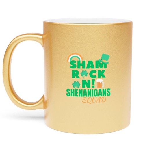 shamrockin shenanigans drinking st Patrick's day Metallic Mugs