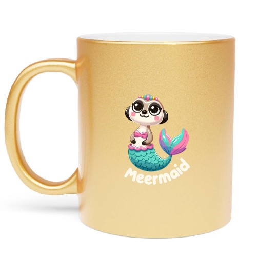 Meerkat Mermaid Fantasy Metallic Mugs