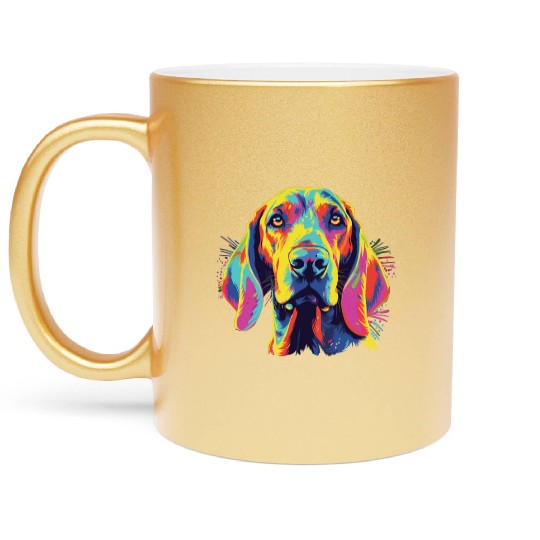 Watercolor Colorful American English Coonhound Metallic Mugs