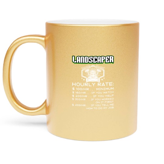 Landscaper Grass Care Lawn Mower Metallic Mugs