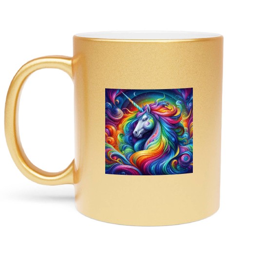 Unicorn rainbow Metallic Mugs