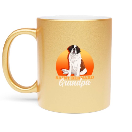 St. Bernhard Dog Saint Bernard Grandpa Metallic Mugs