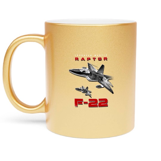 F-22 Raptor Fighterjet Us Air Force Warbird Metallic Mugs