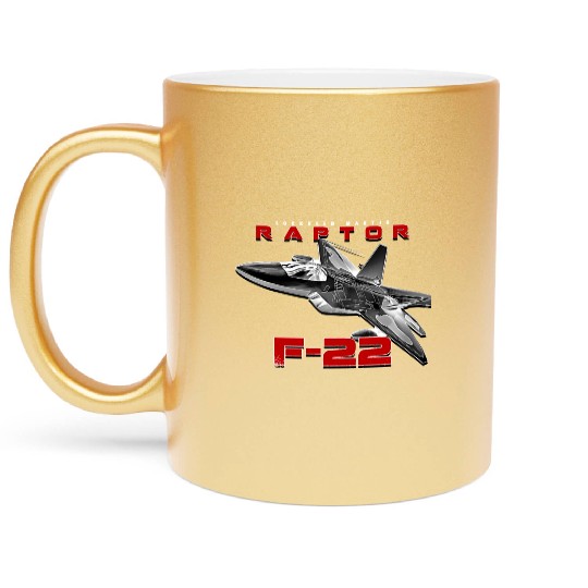 F-22 Raptor Fighterjet Us Air Force Warbird Metallic Mugs
