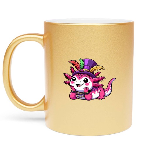Mardi Gras Axolotl: Carnival Joy Metallic Mugs