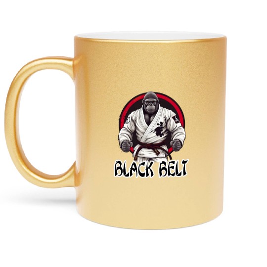 Martial Arts Gorilla BJJ Fighter Jiu-Jitsu Metallic Mugs