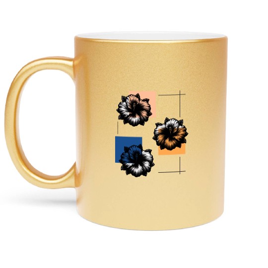 Abstract Risograph hibiscus Metallic Mugs