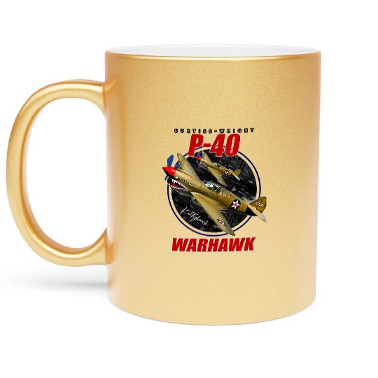 Curtiss P-40 Warhawk USAF WW2 Fighter Aircraft Metallic Mugs