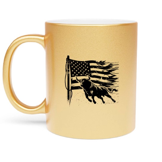 Rodeo Bull Riding Livestock Show Farmer Cattle Metallic Mugs