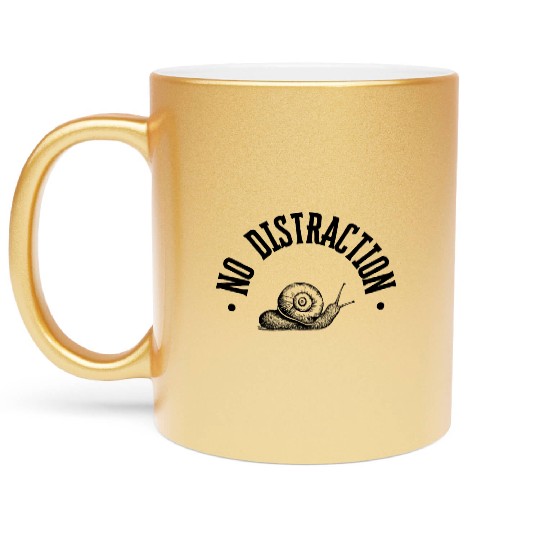 Beige and Black Typography Snail Lover Metallic Mugs