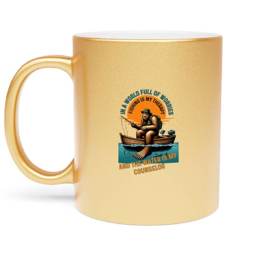 Serenity Angler - Fishing Therapy & Water Counselo Metallic Mugs