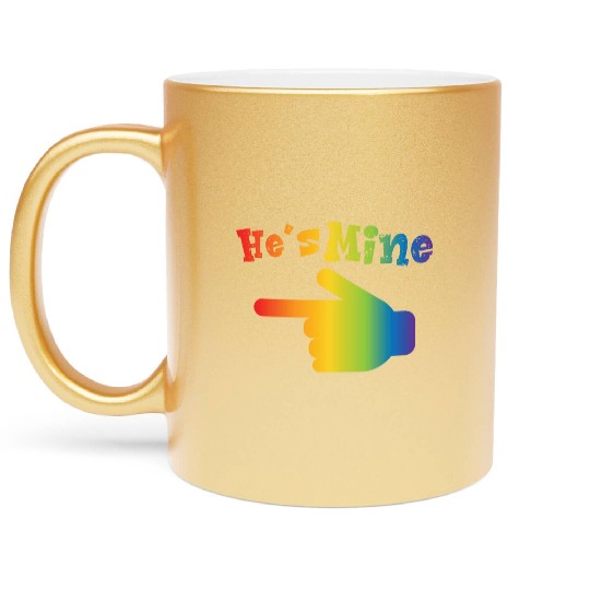 He s Mine LGBT Pride Couple Matching Gay Lesbian Metallic Mugs