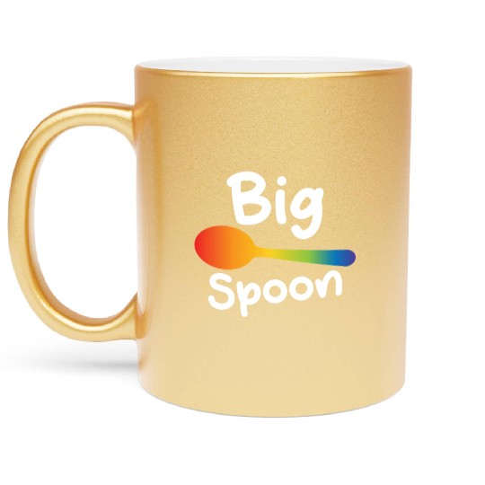 Big Spoon LGBT Pride Gay Lesbian Couple Matching Metallic Mugs