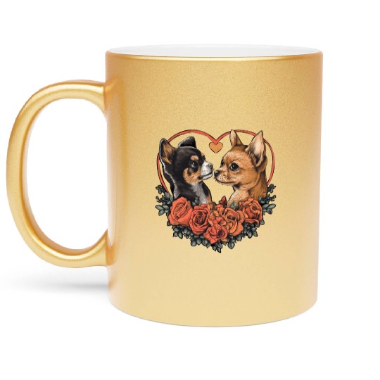 Valentine's Day, Chihuahua Dog Lovers Metallic Mugs