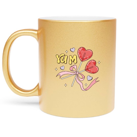 Valentine's Day Heart Lollipop Metallic Mugs