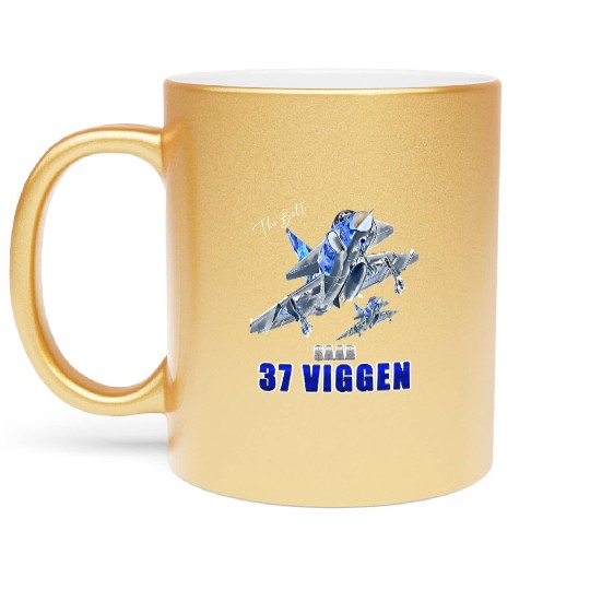 Saab 37 Viggen Swedish Multi Combat Aircraft Metallic Mugs