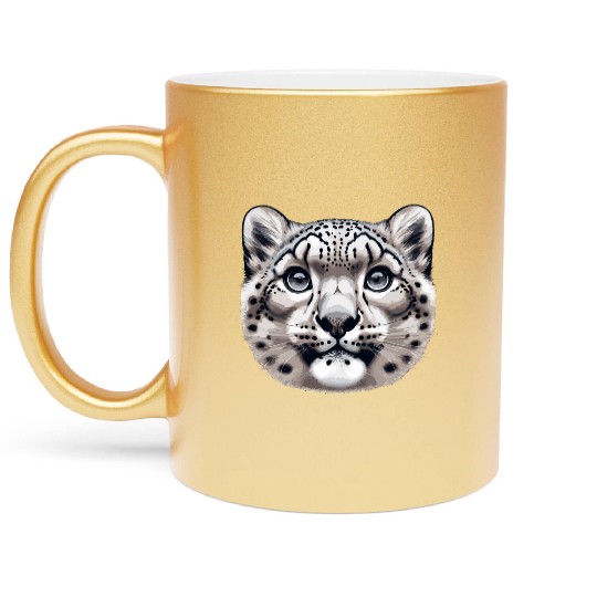 Snow Leopard Leopard White Leopard Metallic Mugs
