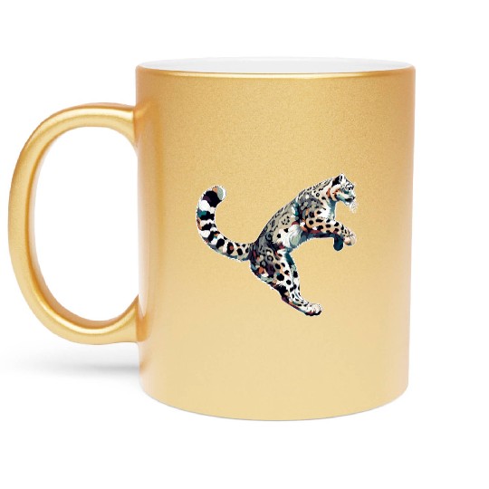 Snow Leopard Leopard White Leopard Metallic Mugs
