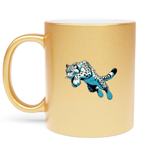 Snow Leopard Leopard White Leopard Metallic Mugs