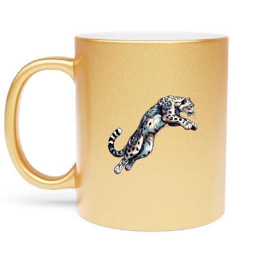 Snow Leopard Leopard White Leopard Metallic Mugs