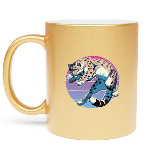 Snow Leopard Leopard White Leopard Metallic Mugs