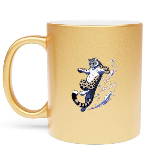 Snow Leopard Leopard White Leopard Metallic Mugs