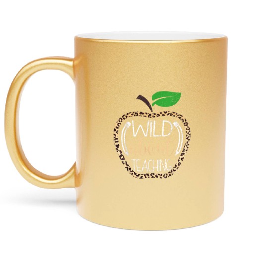 Wild About Teaching Leopard Print School Teacher Metallic Mugs