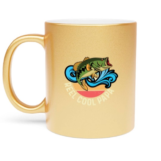 Reel Cool Papa Fishing Captain Gift Metallic Mugs