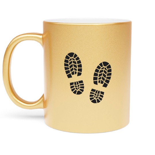 footsteps, footprints, hiking Metallic Mugs