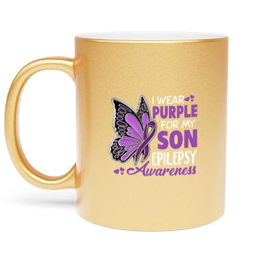 I Wear Purple For My Son Epilepsy Awareness Metallic Mugs
