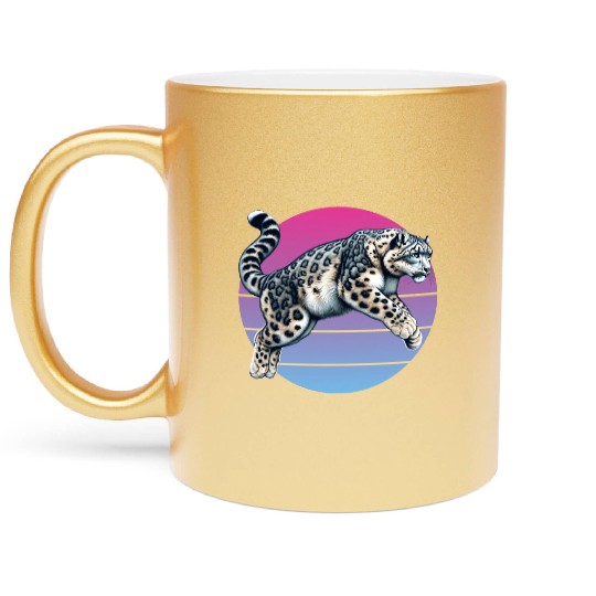 Snow Leopard Leopard White Leopard Metallic Mugs