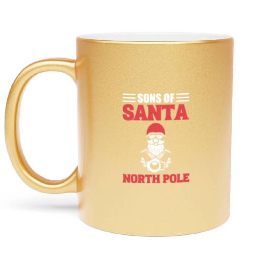 Sons Of Santa North Pole Motorcycle Rider Metallic Mugs