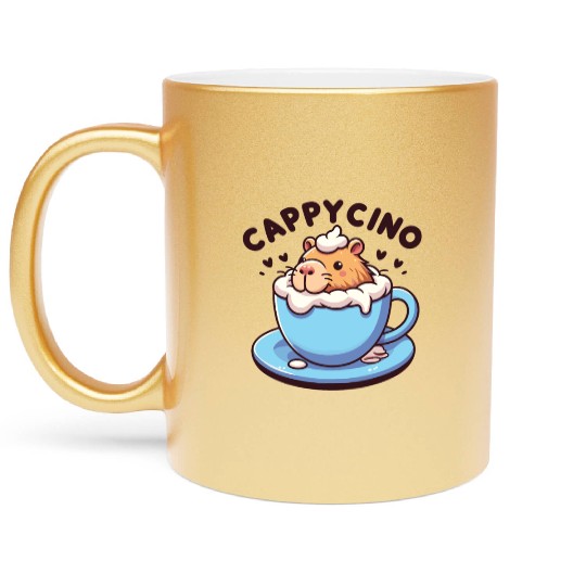 Cappyccino Capybara Coffee Cappuccino Metallic Mugs