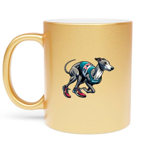 Marathon Master: Greyhound's Race Day Metallic Mugs