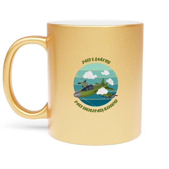 No Limits No Boundaries Jet Design Metallic Mugs